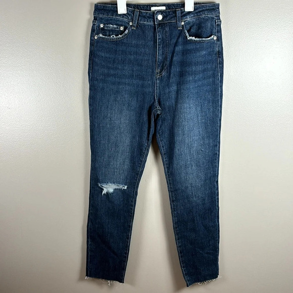 Pistola Straight Leg Distressed High Rise Dark Wash Denim Jeans - Picture 10 of 10